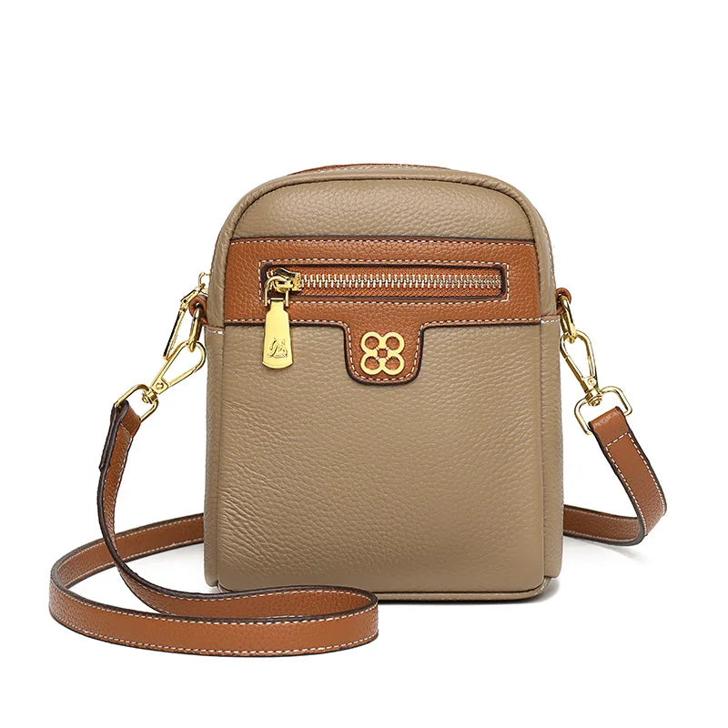 Women's Leather Casual Tote Shoulder Bag - Phone Sling Bag
