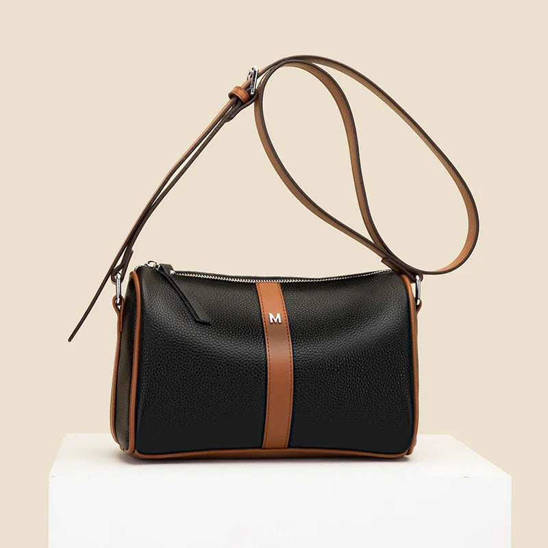 Panelled Crossbody Bag Leather Casual Lady Shoulder Messenger