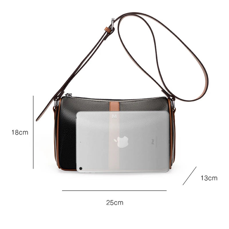 Panelled Crossbody Bag Leather Casual Lady Shoulder Messenger