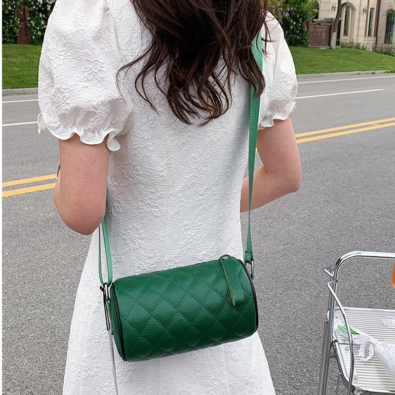 Plaid Casual Sling Handbags Womens Leather Vintage Messenger Bag