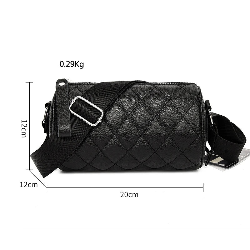 Plaid Casual Sling Handbags Womens Leather Vintage Messenger Bag