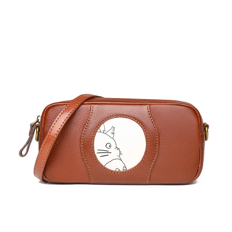 Vintage Leather Crossbody Bag Women Casual Shoulder Messenger Purse