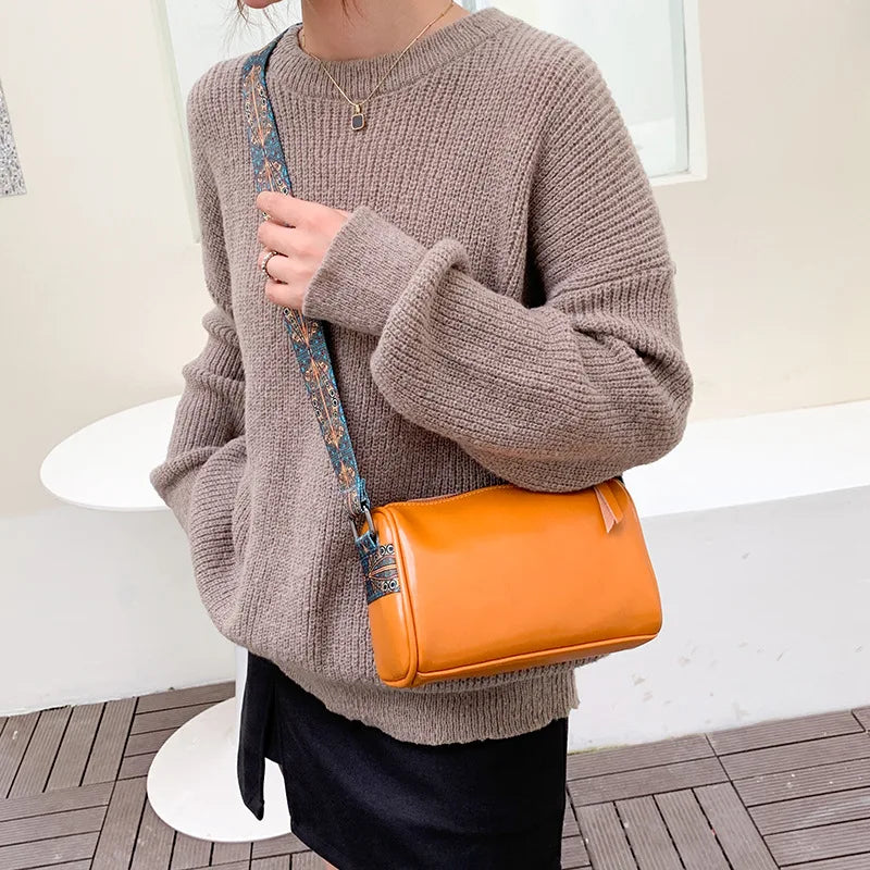 Women's Leather Crossbody Handbag Casual Vintage Tote Shoulder Bag