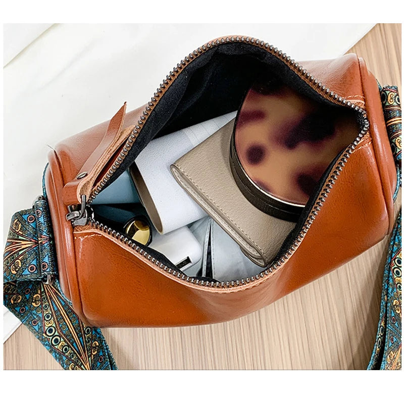 Women's Leather Crossbody Handbag Casual Vintage Tote Shoulder Bag