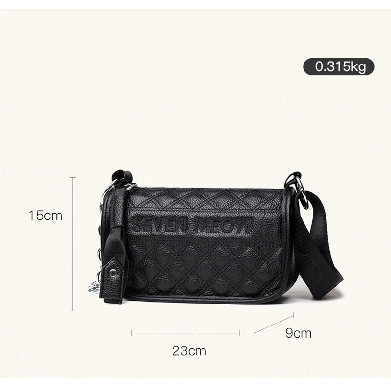 Plaid Letter Handbags Leather Vintage Tote Chain Shoulder Bags