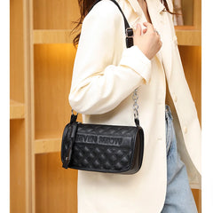 Plaid Letter Handbags Leather Vintage Tote Chain Shoulder Bags