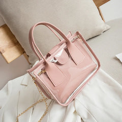 Women Crossbody Handbag PVC PU Leather Zipper Chain Shoulder Strap Purse