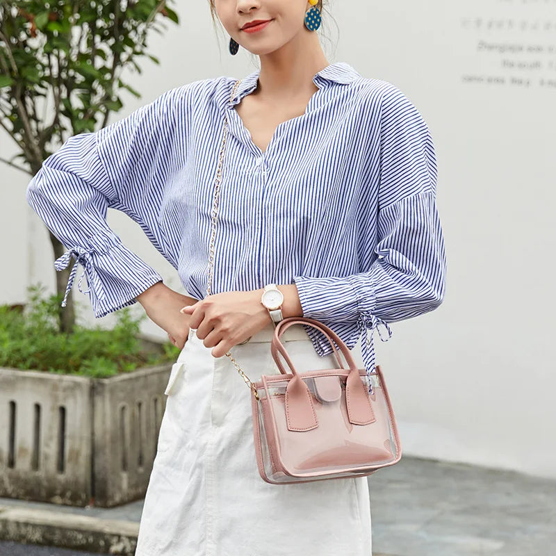 Women Crossbody Handbag PVC PU Leather Zipper Chain Shoulder Strap Purse