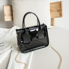 Women Crossbody Handbag PVC PU Leather Zipper Chain Shoulder Strap Purse