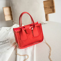Women Crossbody Handbag PVC PU Leather Zipper Chain Shoulder Strap Purse