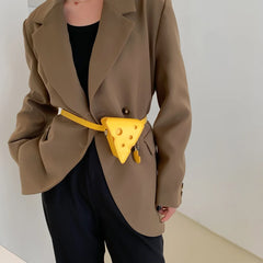 Triangle Belt Bag for Women High Leather Shoulder Bag Lipstick Fanny Pack