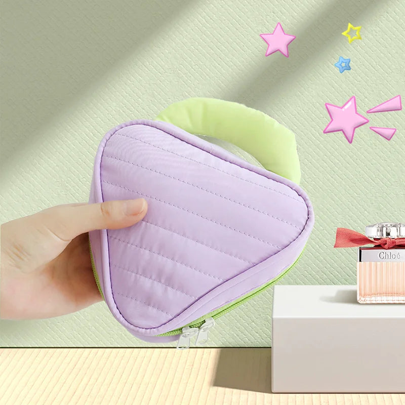 Triangle Makeup Bag Large Capacity Portable Contrast Handbag