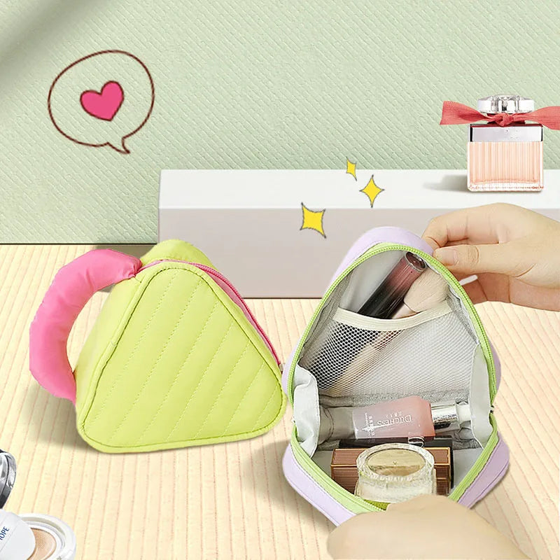 Triangle Makeup Bag Large Capacity Portable Contrast Handbag