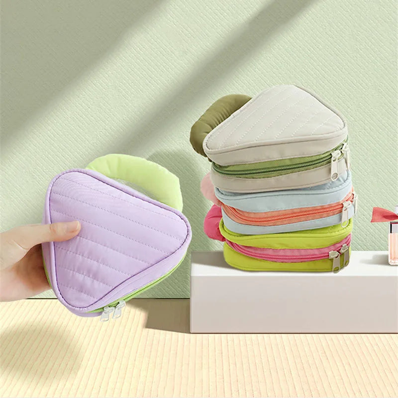 Triangle Makeup Bag Large Capacity Portable Contrast Handbag