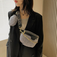 Leopard Print Crossbody Belt Bag Woman Chest Phone Banana Bag