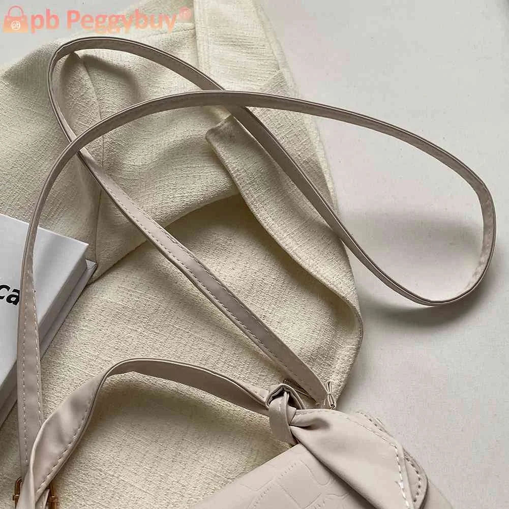 Underarm Bags Knot Handle Women Top-handle Bag PU Leather Casual Solid Flap