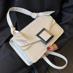 Underarm Bags Knot Handle Women Top-handle Bag PU Leather Casual Solid Flap
