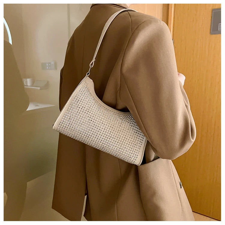 Diamonds Decoration Underarm Bag for Women Evening Shoulder Bag
