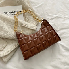 Plaid PU Leather Underarm Shoulder Bag Women