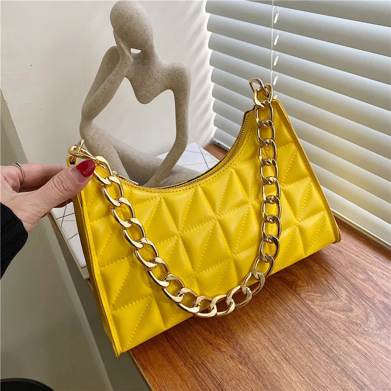 Plaid PU Leather Underarm Shoulder Bag Women