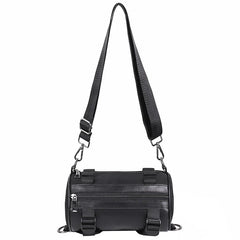 Unisex Cylinder Crossbody Bag PU Leather Shoulder Messenger Handbag