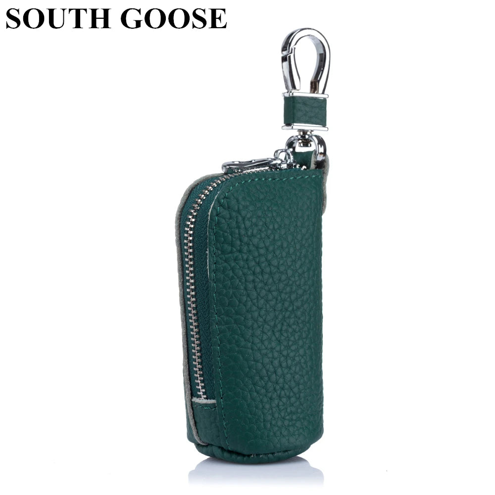 Leather Key Bag Zipper Keychain Auto Car Key Case