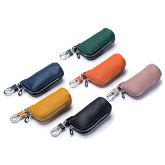 Leather Key Bag Zipper Keychain Auto Car Key Case