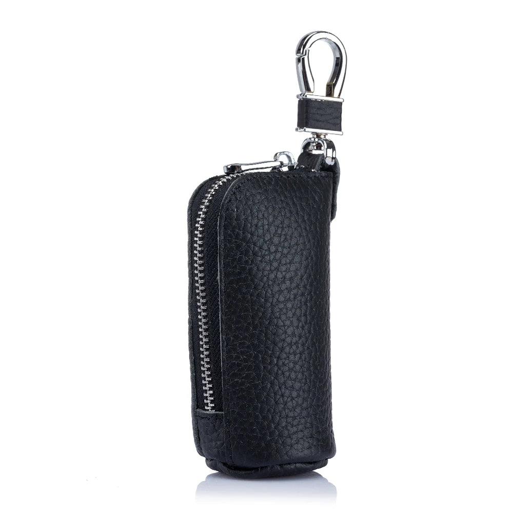Leather Key Bag Zipper Keychain Auto Car Key Case