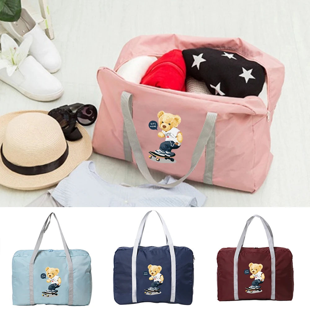 Bear Print Camping Handbag Large Capacity Organizer Bag