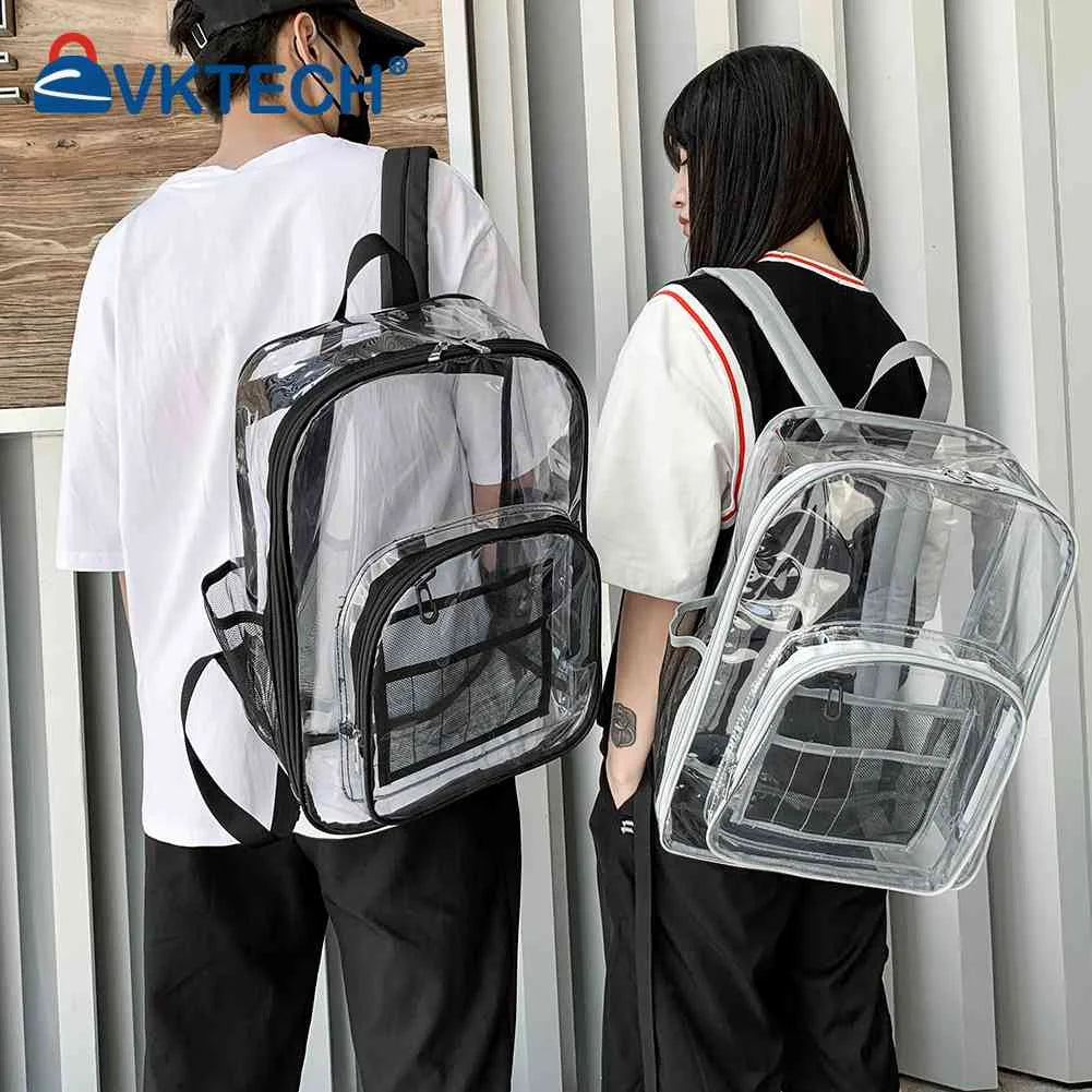 Unisex Transparent Layers Knapsack Rucksack Casual Students Preppy Style L