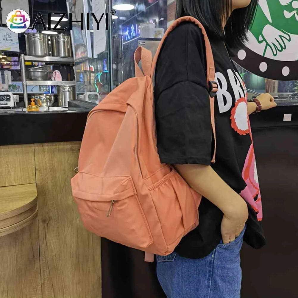 Unisex Nylon School Backpack Preppy Style Large Handbag