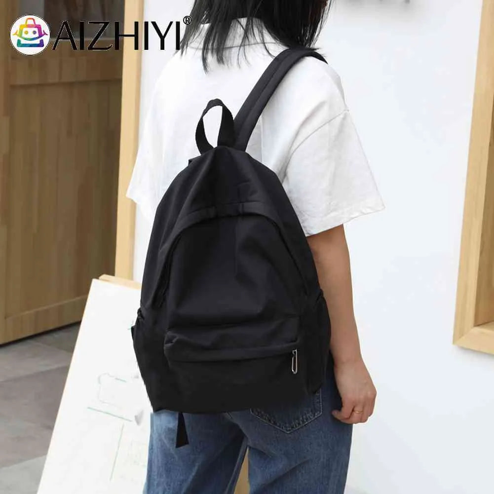 Unisex Nylon School Backpack Preppy Style Large Handbag