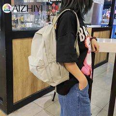 Unisex Nylon School Backpack Preppy Style Large Handbag