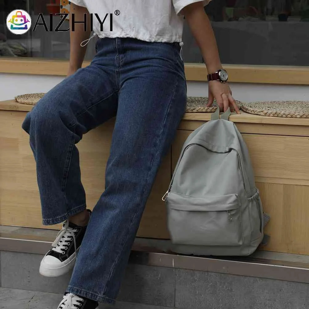Unisex Nylon School Backpack Preppy Style Large Handbag
