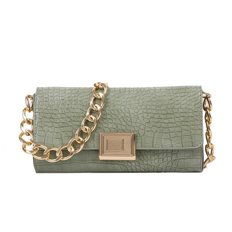 Crocodile Pattern Shoulder Purse Handbag for Women Vintage Style