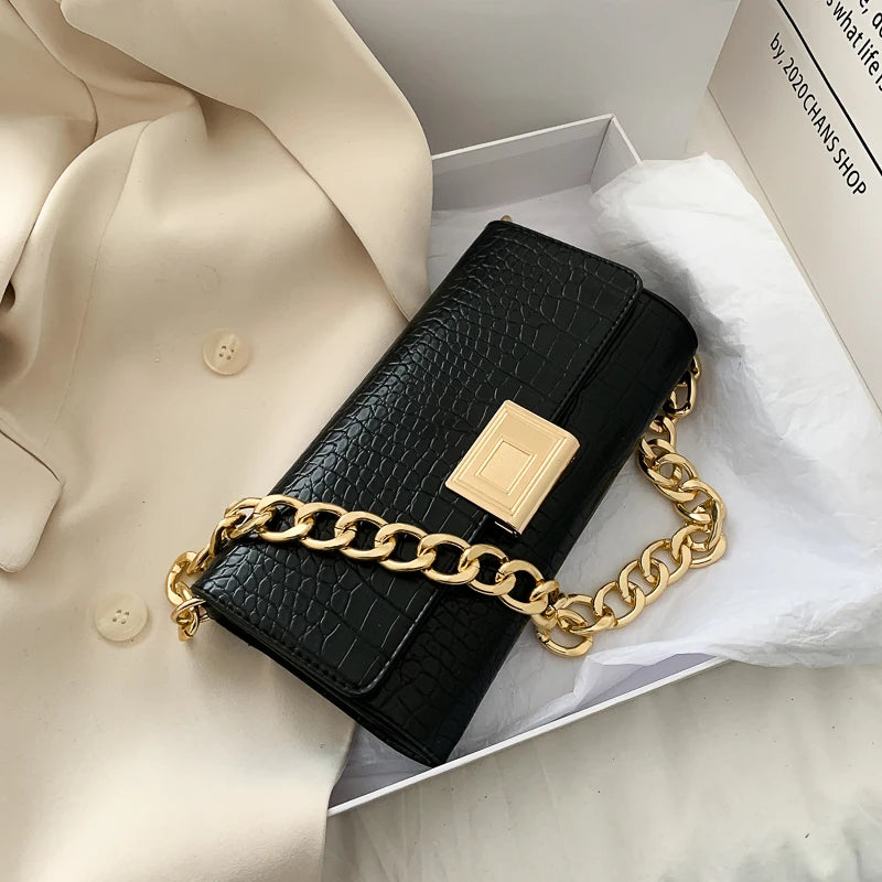 Crocodile Pattern Shoulder Purse Handbag for Women Vintage Style