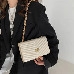 Vintage Chain Crossbody Bags for Women Solid Female Small Shoulder Bag Purse