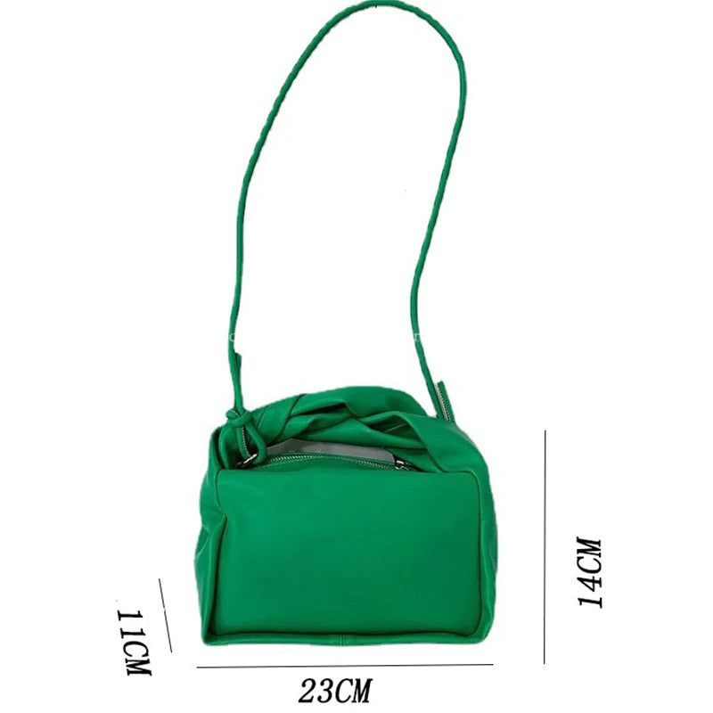 Vintage Green Crossbody Bag Women PU Leather Tote