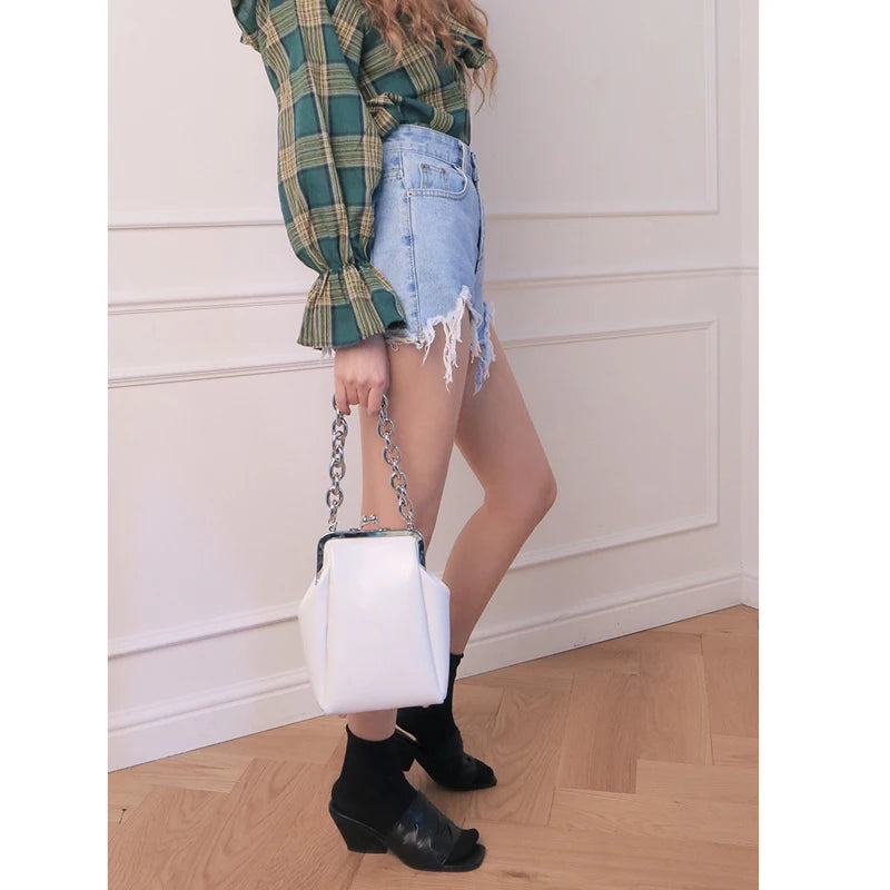 Vintage Chain Bag Women's Handbags Shell Lock Bags Lady PU