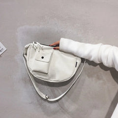 Vintage Hobos Pocket Bags Women Shoulder Bag PU Leather Letters Crossbody Bags
