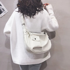 Vintage Hobos Pocket Bags Women Shoulder Bag PU Leather Letters Crossbody Bags