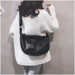 Vintage Hobos Pocket Bags Women Shoulder Bag PU Leather Letters Crossbody Bags