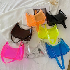 Vintage Ladies Jelly Clear Underarm Bag Casual Women Handbags Purse