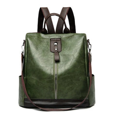 Vintage PU Leather Backpacks Women Big Capacity Travel Bookpack