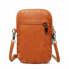 Vintage Shoulder Bags Women Washed PU Leather Crossbody Bag Phone Purse