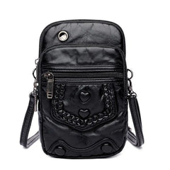 Vintage Shoulder Bags Women Washed PU Leather Crossbody Bag Phone Purse