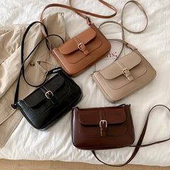 Vintage Small Flap Messenger Bag PU Leather Women Shoulder Crossbody Bag