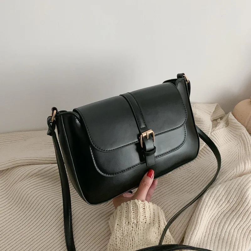 Vintage Small Flap Messenger Bag PU Leather Women Shoulder Crossbody Bag