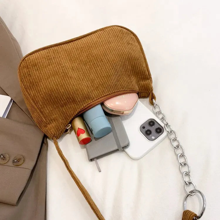 Vintage Small Square Plush Shoulder Bag