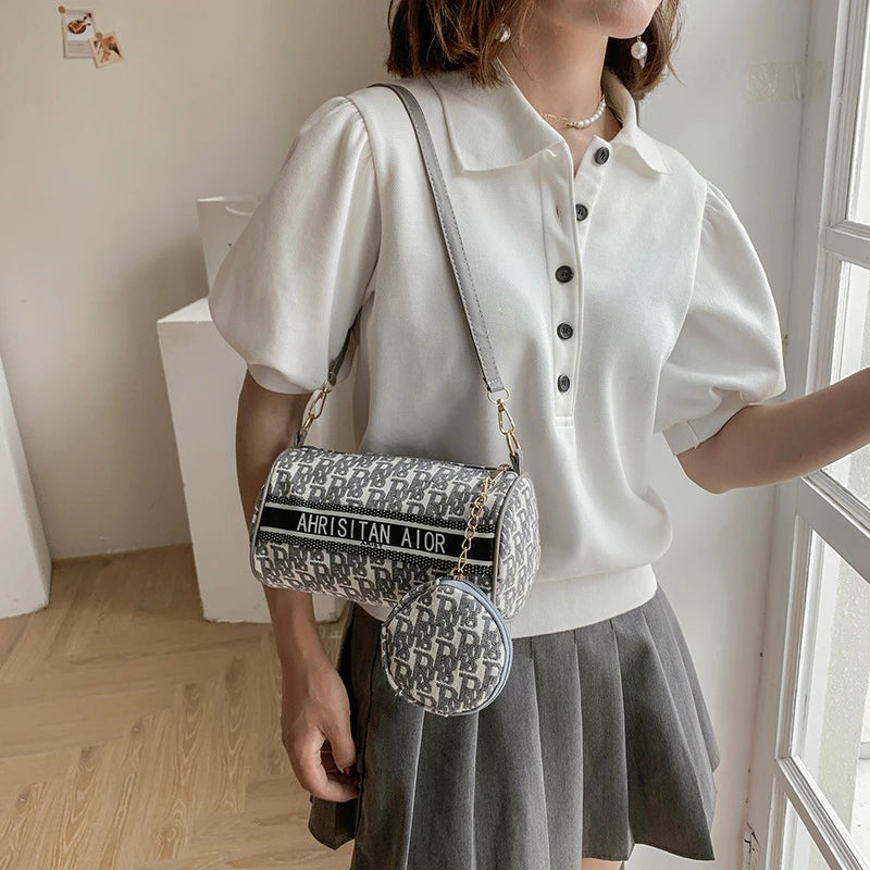 Vintage Women's Shoulder Round Bags Set Crossbody Bag Shopper Wallet Handbags